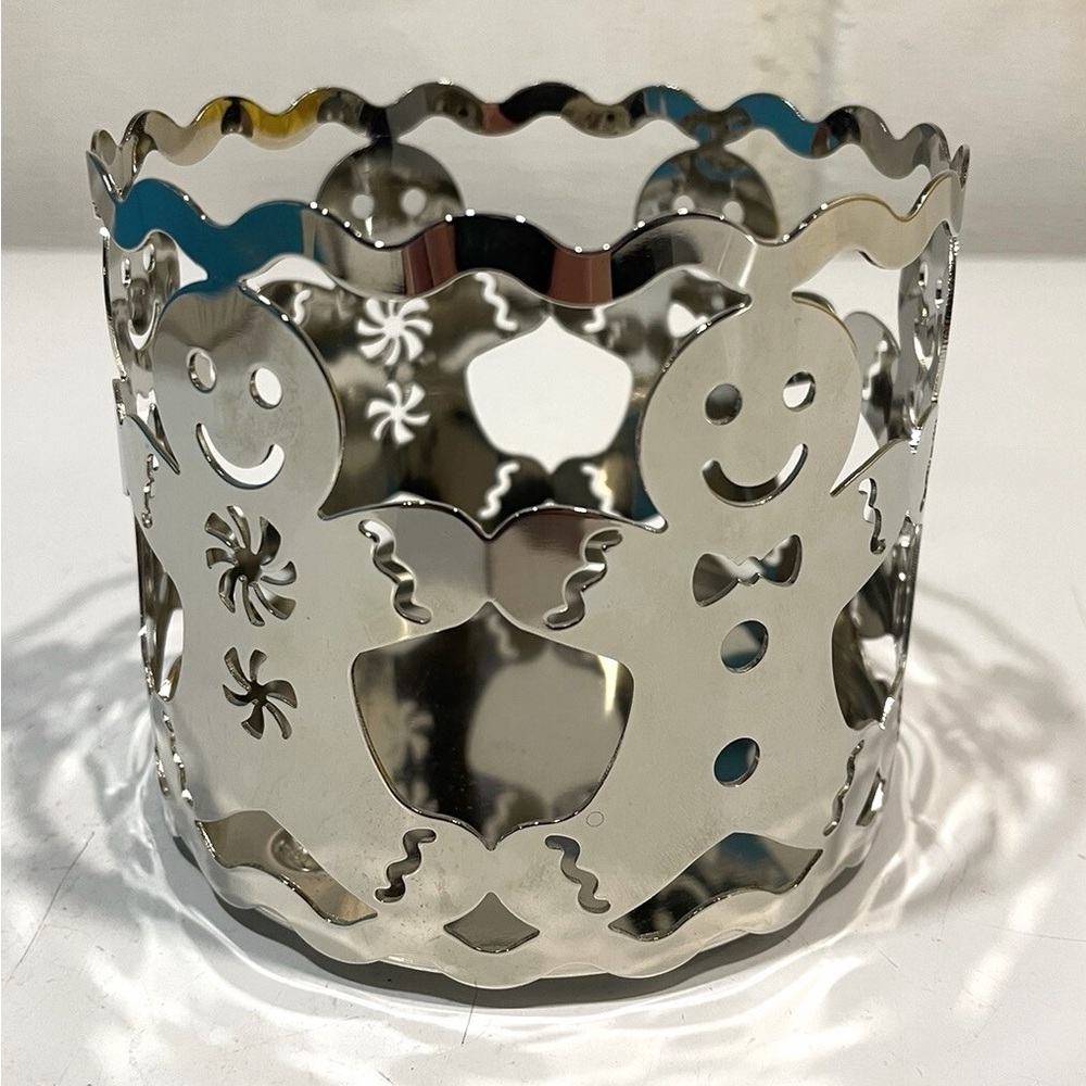 Bath & Body works Silver Metal Candle Holder Gingerbread single Wick with liner